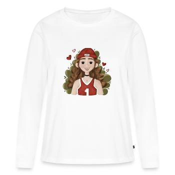 Joueur de basket en plein espoir - T-shirt manches longues Premium bio Femme - blanc - Devant - Julia (174cm)