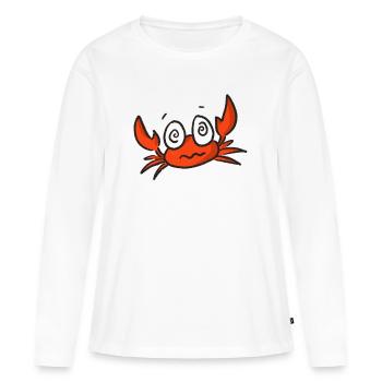 Dessin animé de crabe rouge aux grands yeux - T-shirt manches longues Premium bio Femme - blanc - Devant - Julia (174cm)