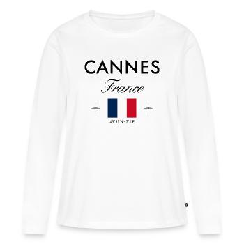 Cannes France Coordinates Travel Souvenir - Women's Premium Organic Long Sleeve Shirt - white - Front - Julia (174cm)