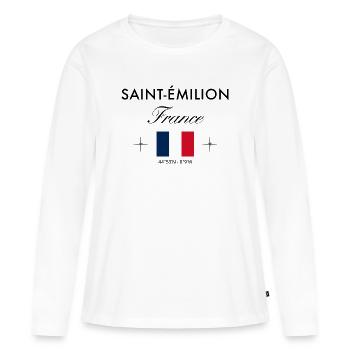 Saint Emilion Frankreich Koordinate Reise Souvenir - Frauen Premium Bio Langarmshirt - Weiß - Vorne - Julia (174cm)