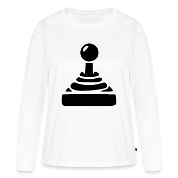 Joueur cadeau joystick - T-shirt manches longues Premium bio Femme - blanc - Devant - Julia (174cm)