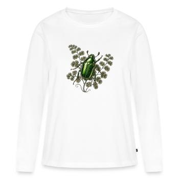 Smaragdkäfer & uralter Farn - Frauen Premium Bio Langarmshirt - Weiß - Vorne - Julia (174cm)