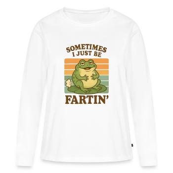 Funny frog fart motif - Women's Premium Organic Long Sleeve Shirt - white - Front - Julia (174cm)