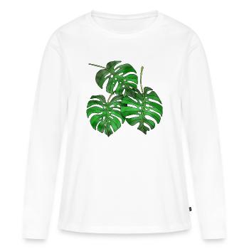 leaves - Women's Premium Organic Long Sleeve Shirt - white - Front - Julia (174cm)