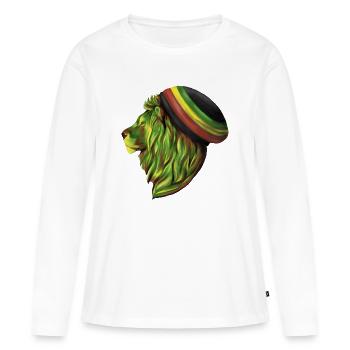 Rastafari Löwenkopf  - Frauen Premium Bio Langarmshirt - Weiß - Vorne - Julia (174cm)