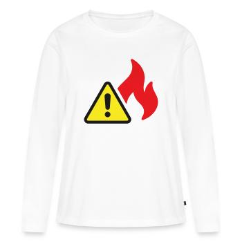 Brandwarnung Flammenschutzsymbol mit festem Symbol - Frauen Premium Bio Langarmshirt - Weiß - Vorne - Julia (174cm)