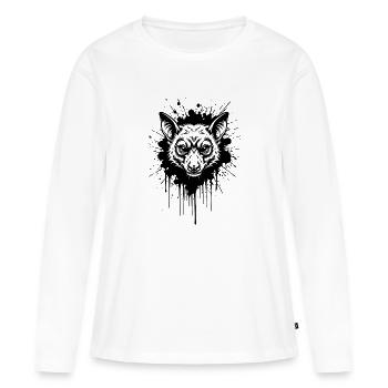 Dark Bat Ink - Gothic Art Bat Head - Women's Premium Organic Long Sleeve Shirt - white - Front - Julia (174cm)