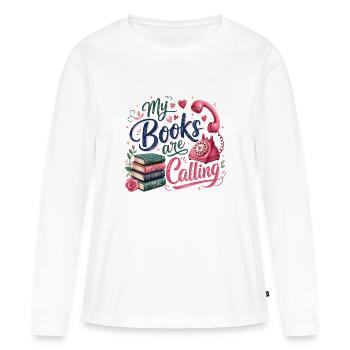 Mes livres m'appellent - T-shirt manches longues Premium bio Femme - blanc - Devant - Julia (174cm)
