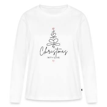 Christmas With Love | Herz Weihnachtsbaum - Frauen Premium Bio Langarmshirt - Weiß - Vorne - Julia (174cm)