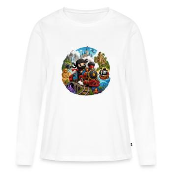 Petit train d’aventure ninja à travers la mer de la jungle - T-shirt manches longues Premium bio Femme - blanc - Devant - Julia (174cm)
