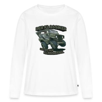 Willys MB – Der Klassiker unter den Klassikern - Frauen Premium Bio Langarmshirt - Weiß - Vorne - Julia (174cm)