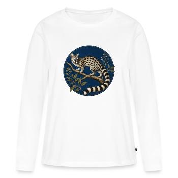 Genetta genetta – Illustration naturaliste - T-shirt manches longues Premium bio Femme - blanc - Devant - Julia (174cm)