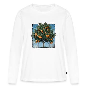 Oranger - T-shirt manches longues Premium bio Femme - blanc - Devant - Julia (174cm)