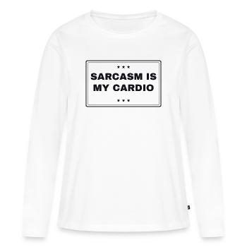 Le sarcasme est mon expression cardio - fitness - T-shirt manches longues Premium bio Femme - blanc - Devant - Julia (174cm)