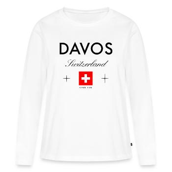 Davos Schweiz Koordinaten Reise Souvenir - Frauen Premium Bio Langarmshirt - Weiß - Vorne - Julia (174cm)