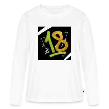 Glitter 18 Graffiti Neon Number - Women's Premium Organic Long Sleeve Shirt - white - Front - Julia (174cm)