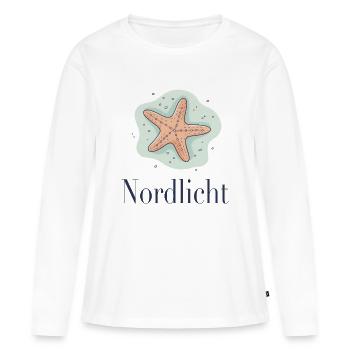 Nordlicht – Maritimes Küsten Design - Frauen Premium Bio Langarmshirt - Weiß - Vorne - Julia (174cm)