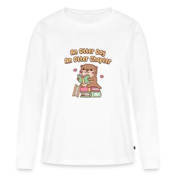 Cute Otter Reads An Otter Day An Otter Chapter - Women's Premium Organic Long Sleeve Shirt - white - Front - Julia (174cm)