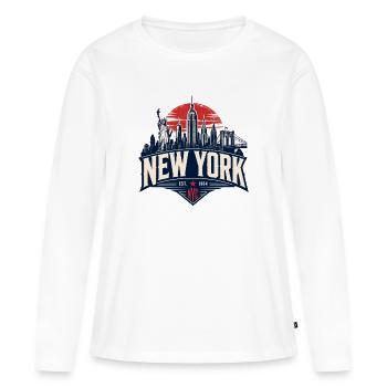 New York Skyline Retro Graphic - Women's Premium Organic Long Sleeve Shirt - white - Front - Julia (174cm)
