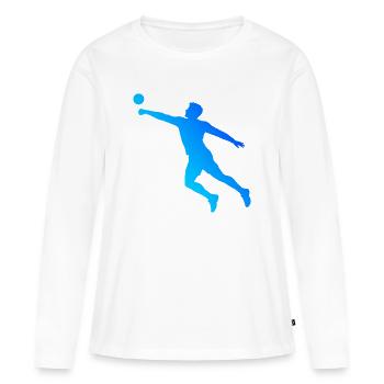 Idée de cadeau pour jouer au ballon au poing et un athlète de balle - T-shirt manches longues Premium bio Femme - blanc - Devant - Julia (174cm)