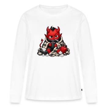 Winter Demon with Hot Drink - Women's Premium Organic Long Sleeve Shirt - white - Front - Julia (174cm)