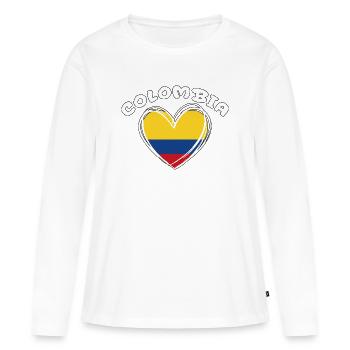 Colombian Flag Colombia Heart Patriotic - Women's Premium Organic Long Sleeve Shirt - white - Front - Julia (174cm)