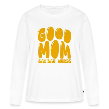 La bonne maman dit des gros mots - T-shirt manches longues Premium bio Femme - blanc - Devant - Julia (174cm)