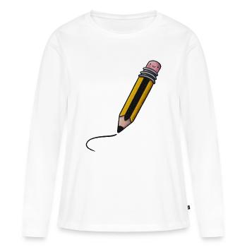 Friendly Kawaii Pencil - Women's Premium Organic Long Sleeve Shirt - white - Front - Julia (174cm)