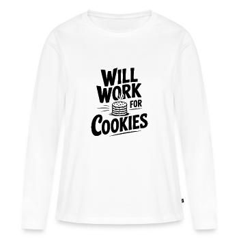 Ça marchera pour les cookies - T-shirt manches longues Premium bio Femme - blanc - Devant - Julia (174cm)