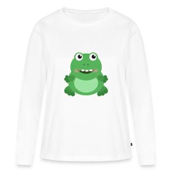 Grenouille Joyeuse - T-shirt manches longues Premium bio Femme - blanc - Devant - Julia (174cm)