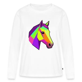 Geometric Rainbow Horse | Horse Design - Women's Premium Organic Long Sleeve Shirt - white - Front - Julia (174cm)