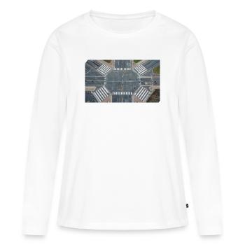 Luftaufnahme Kreuzungsgeometrie - Frauen Premium Bio Langarmshirt - Weiß - Vorne - Julia (174cm)