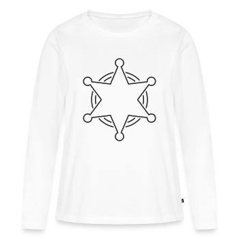 Sheriff Badge Line Icon Star Law Enforcement Symbo - Women's Premium Organic Long Sleeve Shirt - white - Front - Julia (174cm)