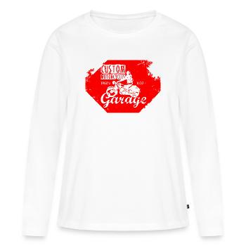 Custom Motorcycles Garage Retro Design - Women's Premium Organic Long Sleeve Shirt - white - Front - Julia (174cm)