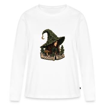 Sorcière Sombre des Bois, Sorcière des Bois Feuille Chapeau Cresc - T-shirt manches longues Premium bio Femme - blanc - Devant - Julia (174cm)