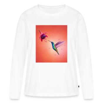 Le colibri s’épanouit - T-shirt manches longues Premium bio Femme - blanc - Devant - Julia (174cm)