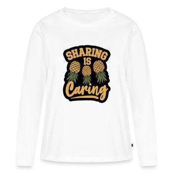 Le partage de l’ananas échangiste est un symbole de vie bienveillant - T-shirt manches longues Premium bio Femme - blanc - Devant - Julia (174cm)
