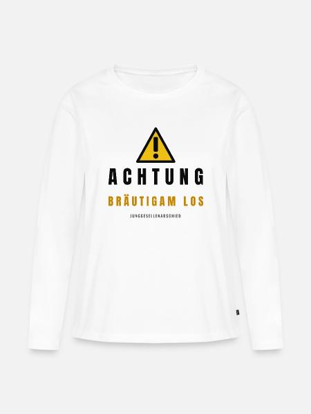 Achtung Brautpaar Junggesellenabschied - Frauen Premium Bio Langarmshirt - Weiß