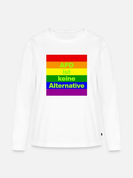 AFD IST KEINE ALTERNATIVE, NO NZS, NO AFD, GRÜN - Frauen Premium Bio Langarmshirt - Weiß