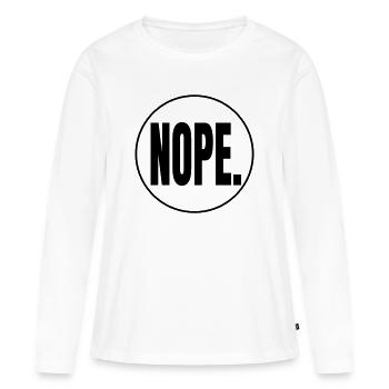 NON. – Chemise minimaliste statement - T-shirt manches longues Premium bio Femme - blanc - Devant - Julia (174cm)