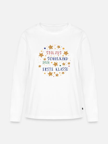 Stolzes Schulkind Erste Klasse 2026 - Frauen Premium Bio Langarmshirt - Weiß