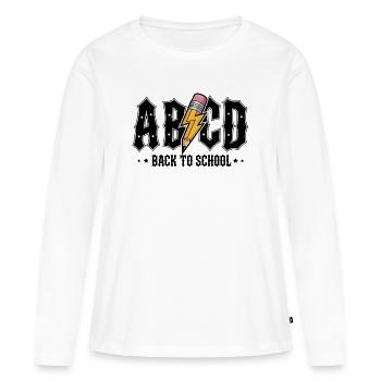 Graffiti ABCD de la rentrée scolaire - T-shirt manches longues Premium bio Femme - blanc - Devant - Julia (174cm)