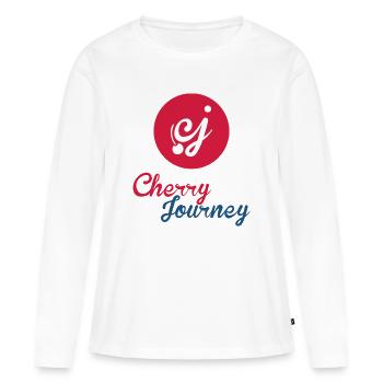 Conception du logo Cherry Journey Cherries - T-shirt manches longues Premium bio Femme - blanc - Devant - Julia (174cm)