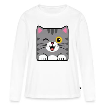Cat - Women's Premium Organic Long Sleeve Shirt - white - Front - Julia (174cm)