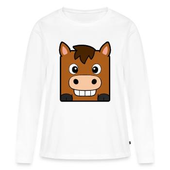 Pferd - Frauen Premium Bio Langarmshirt - Weiß - Vorne - Julia (174cm)