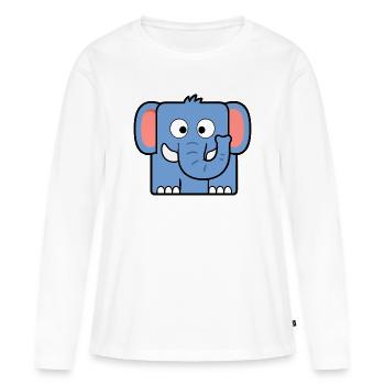 Éléphant - T-shirt manches longues Premium bio Femme - blanc - Devant - Julia (174cm)