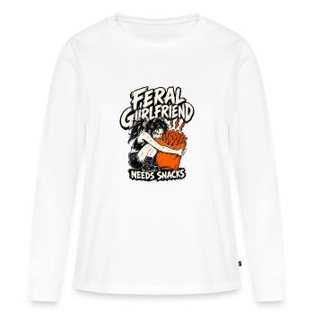 Petite amie sauvage a besoin de snacks, petite amie déséquilibrée - T-shirt manches longues Premium bio Femme - blanc - Devant - Julia (174cm)