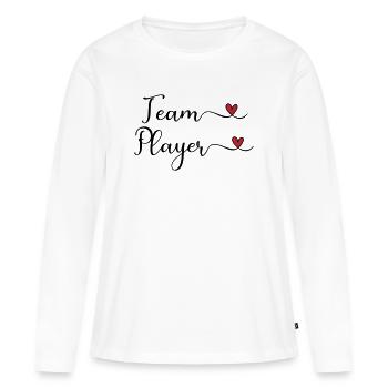 Teamplayer niedliches Typografie-Design mit Herz - Frauen Premium Bio Langarmshirt - Weiß - Vorne - Julia (174cm)