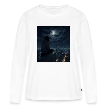 Nacht auf dem Dächerregen - Frauen Premium Bio Langarmshirt - Weiß - Vorne - Julia (174cm)