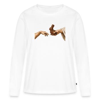 Easter The Creation Chocolate Bunny Funny Easter - Women's Premium Organic Long Sleeve Shirt - white - Front - Julia (174cm)